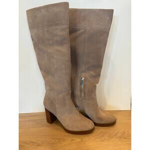 Michael Kors suede tan janice chunky high heel knee high boots size 10M